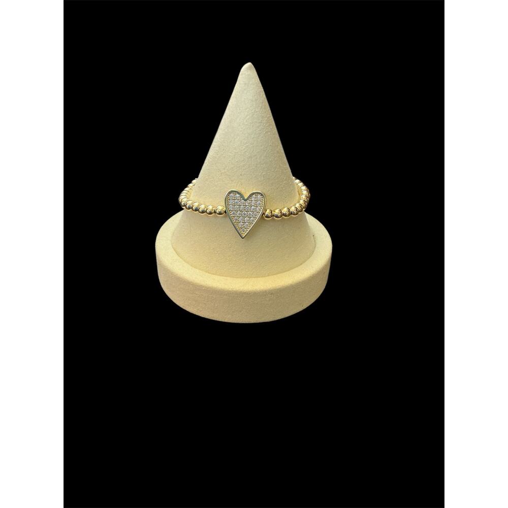 Gold Plated Beaded Heart Stretch Bracelet